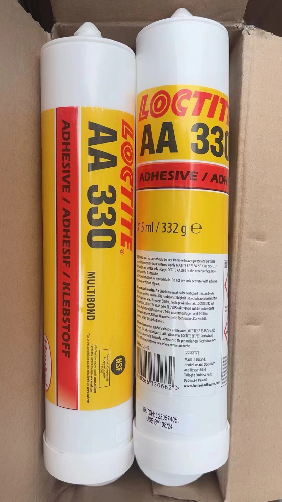 FM19 Loctiter AA330 AA360 AA366 315ML, Perekat Struktural 1L Perekat Akrilik Kuning untuk Merekatkan Logam, Kayu, Plastik