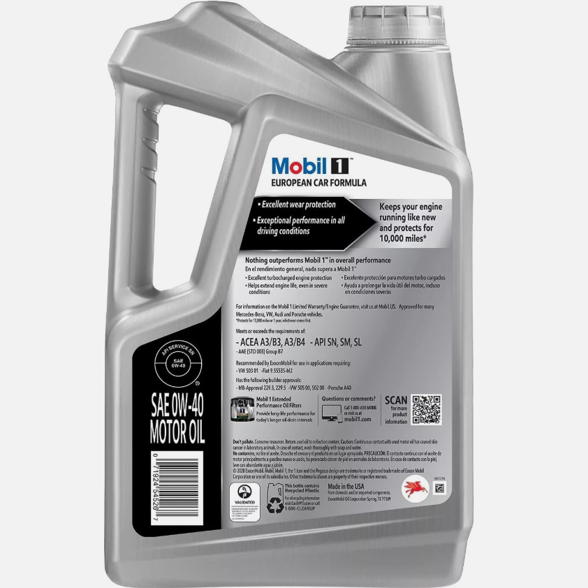 ZYQ3 Mobil 1 Formula Mobil Eropa 0W40 4.73 Liter Mobil 1 Engine Oil Pelumas Kinerja Tinggi & Pembersih